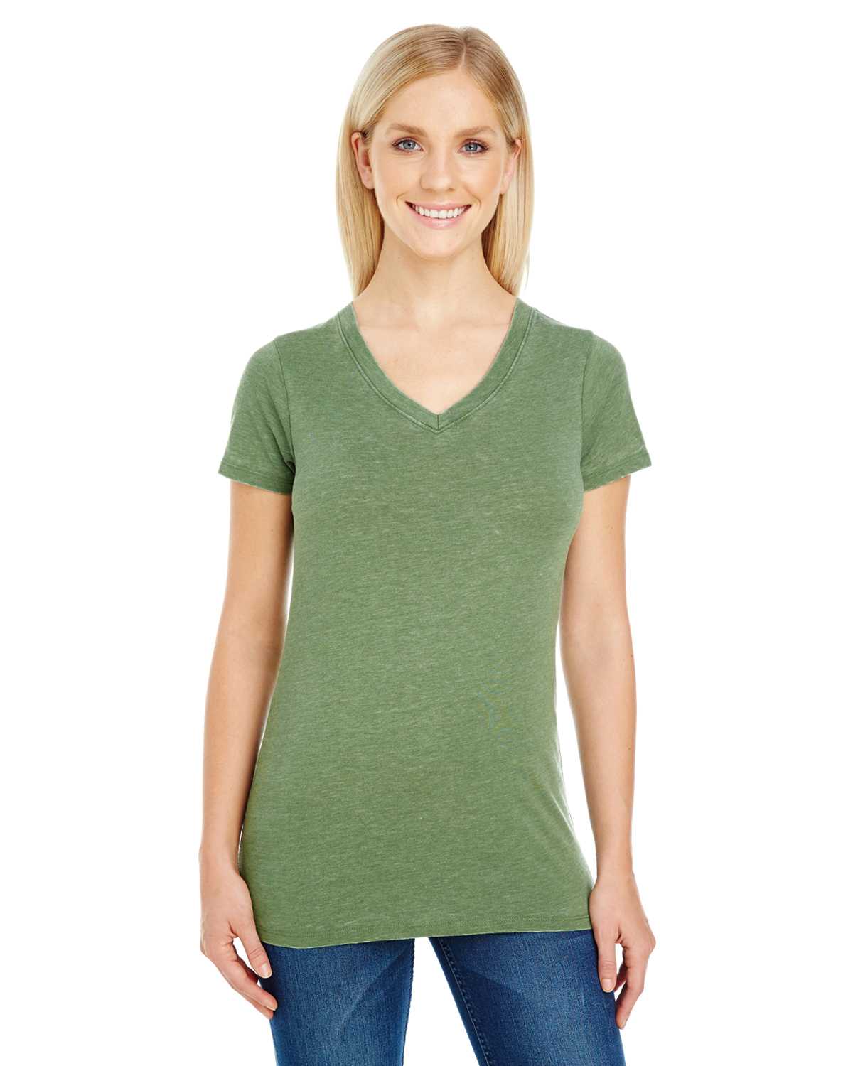Threadfast Apparel Women's Vintage Dye V-Neck T-Shirt 208B