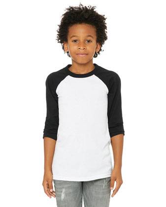 BELLA + CANVAS Youth Three-Quarter Sleeve Baseball Tee 3200Y