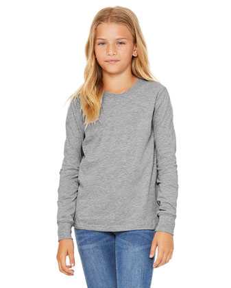 BELLA + CANVAS Youth Heather CVC Long Sleeve Tee 3501YCVC
