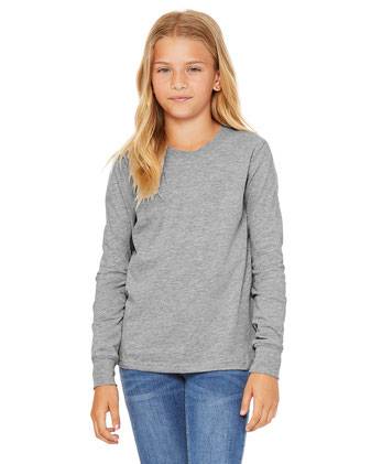 BELLA + CANVAS Youth Heather CVC Long Sleeve Tee 3501YCVC