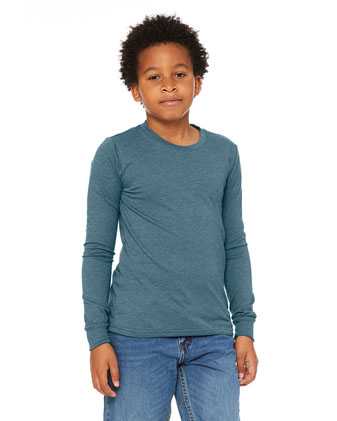 BELLA + CANVAS Youth Heather CVC Long Sleeve Tee 3501YCVC