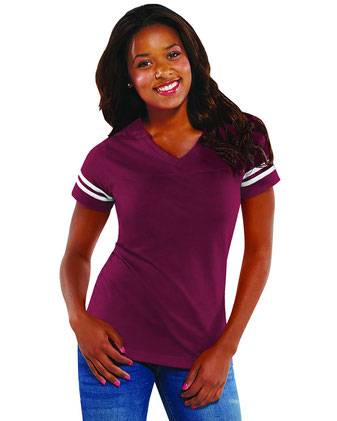 LAT Women's Football V-Neck Fine Jersey Tee 3537