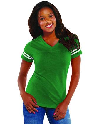 LAT Women's Football V-Neck Fine Jersey Tee 3537