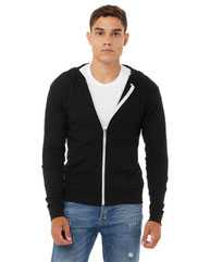 Triblend Lightweight Full-Zip Hooded Long Sleeve Tee