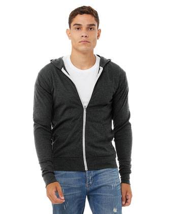 BELLA + CANVAS Triblend Lightweight Full-Zip Hooded Long Sleeve Tee 3939