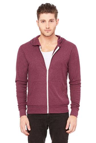 BELLA + CANVAS Triblend Lightweight Full-Zip Hooded Long Sleeve Tee 3939