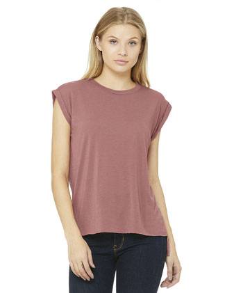 BELLA + CANVAS Women’s Flowy Rolled Cuffs Muscle Tee 8804
