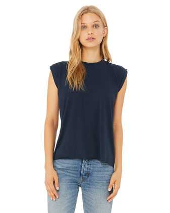 BELLA + CANVAS Women’s Flowy Rolled Cuffs Muscle Tee 8804