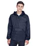 Quarter-Zip Hooded Pullover Pack Away Jacket