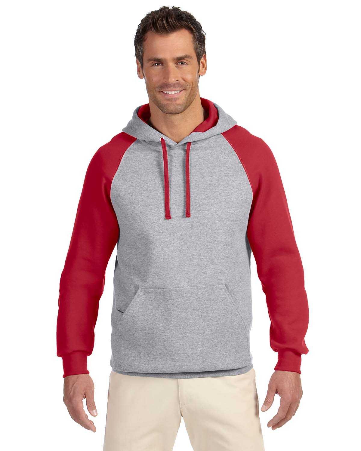 JERZEES Nublend® Colorblocked Raglan Hooded Sweatshirt 96CR