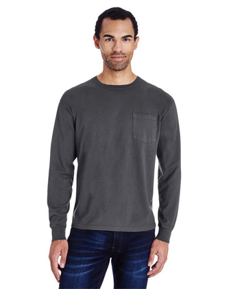 Garment-Dyed Long Sleeve T-Shirt With a Pocket
