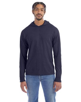 Garment-Dyed Jersey Hooded Long Sleeve T-Shirt