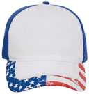 150-1076 US Flag Pattern Distressed Visor Superior Garment Washed Cotton Twill w/ Heavy Stitching Low Profile
