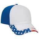 150-1076 US Flag Pattern Distressed Visor Superior Garment Washed Cotton Twill w/ Heavy Stitching Low Profile