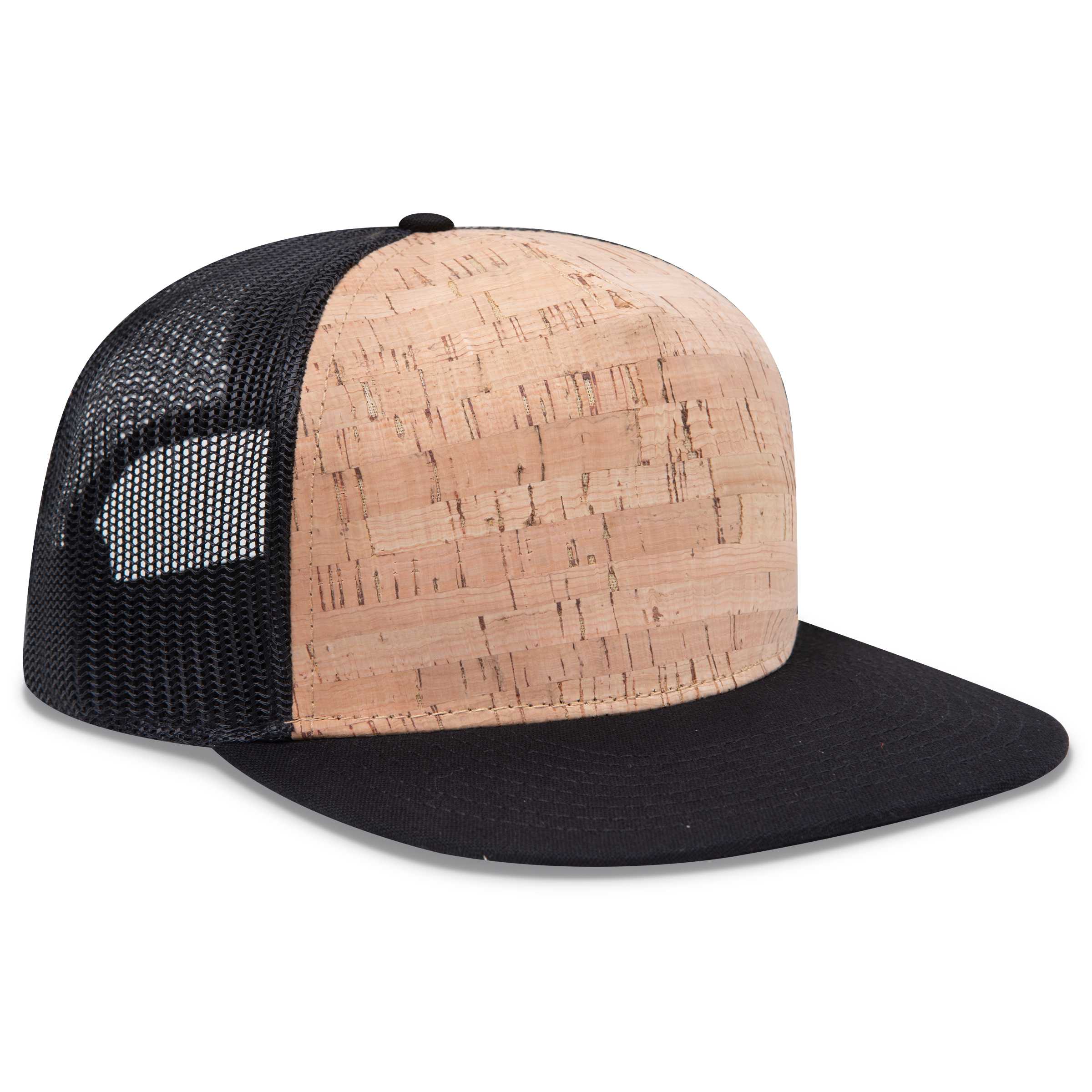 154-1174 Cork Square Flat Visor Pro Style Mesh Back Snapback Caps