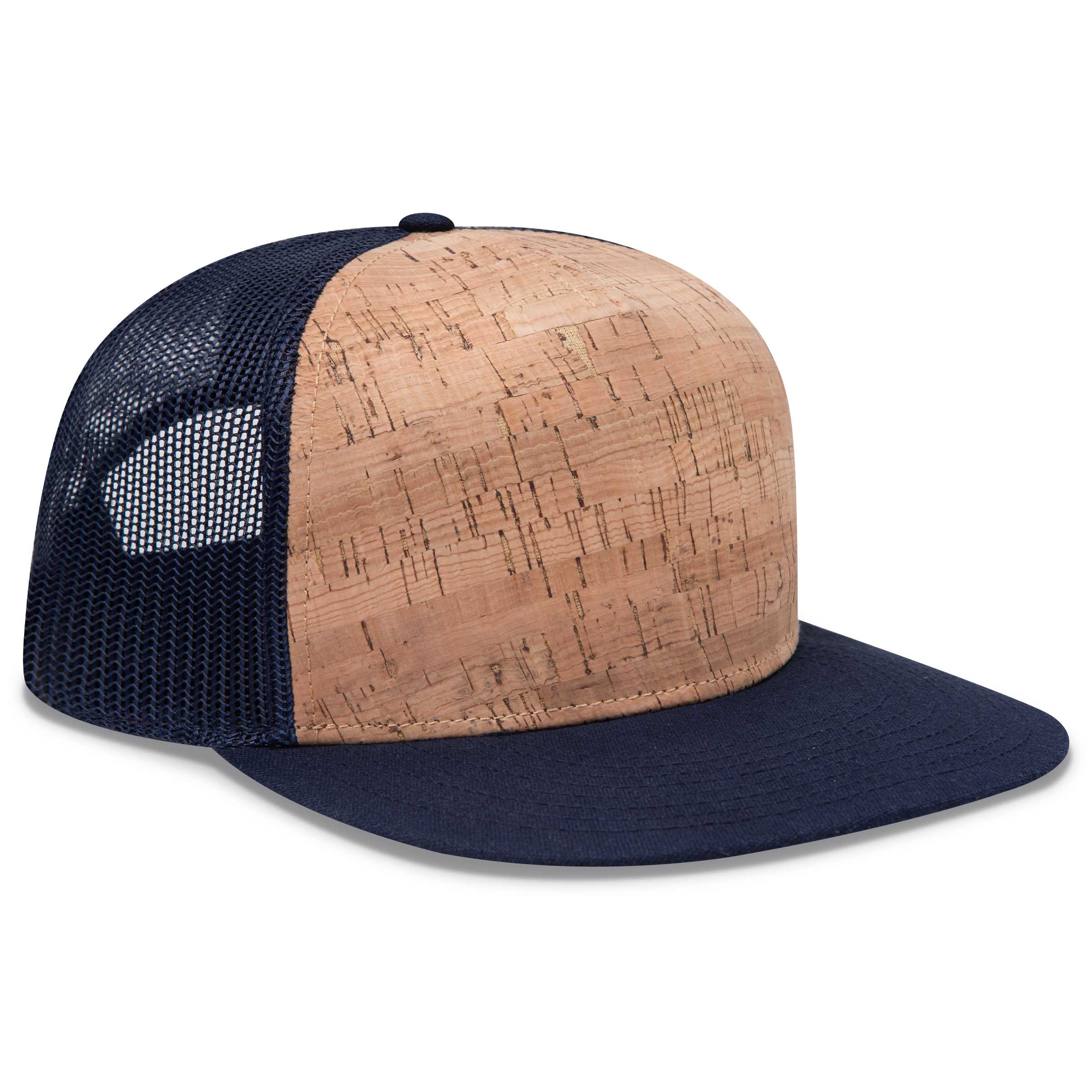 154-1174 Cork Square Flat Visor Pro Style Mesh Back Snapback Caps