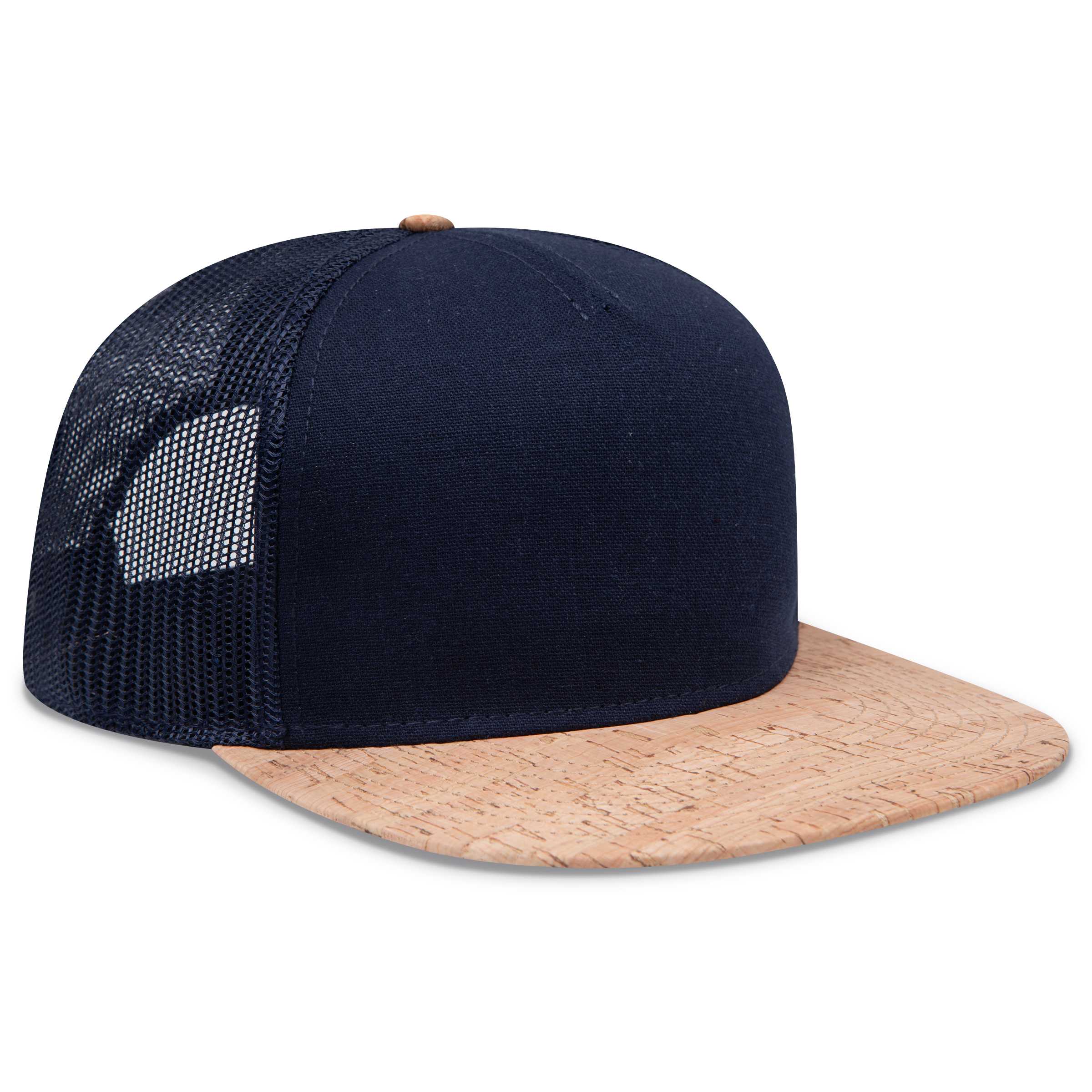 154-1174 Cork Square Flat Visor Pro Style Mesh Back Snapback Caps