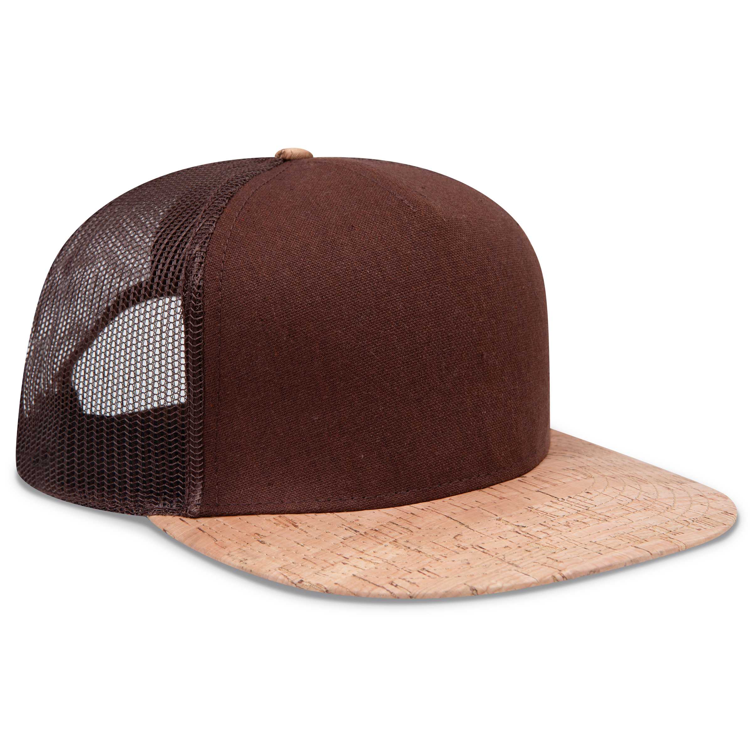 154-1174 Cork Square Flat Visor Pro Style Mesh Back Snapback Caps