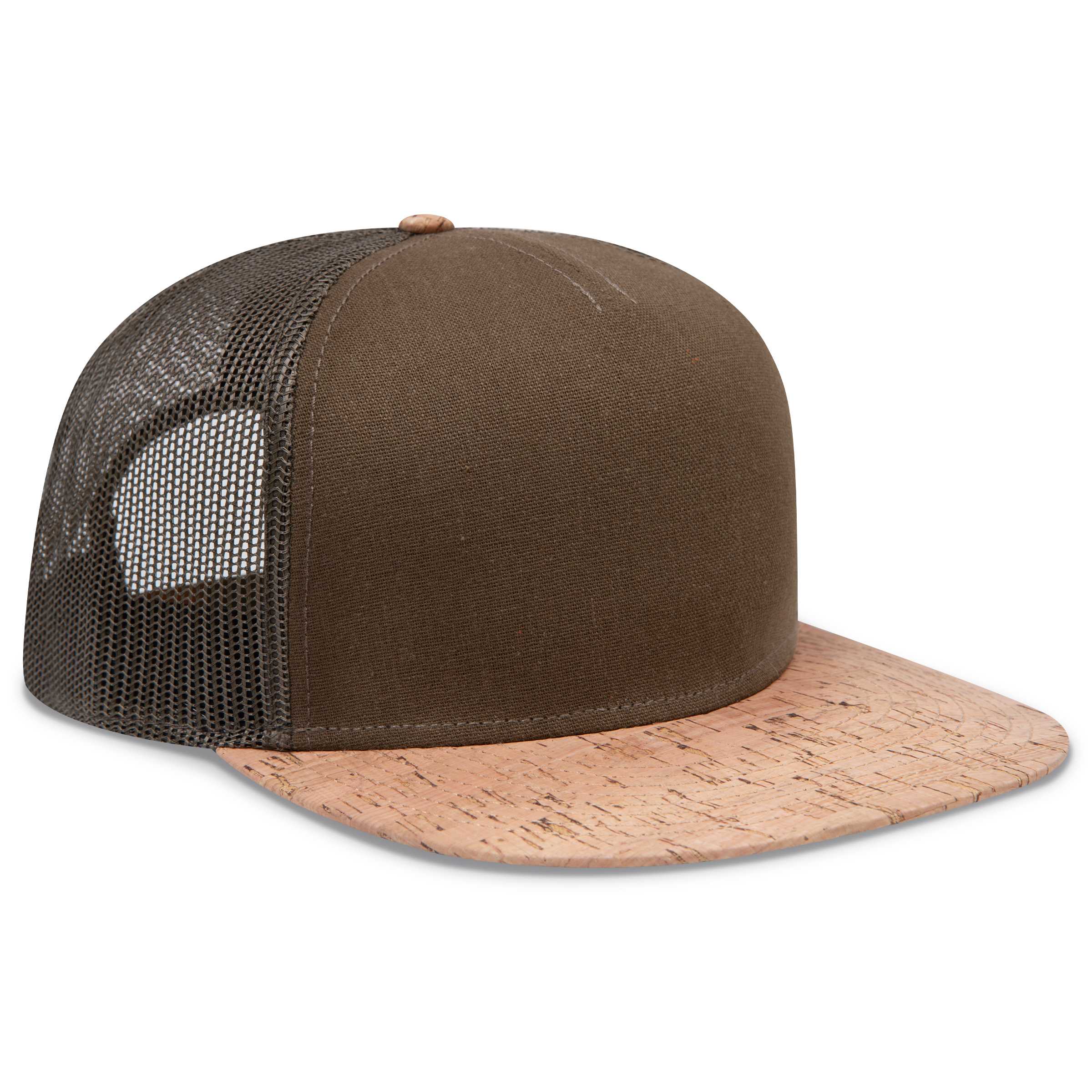 154-1174 Cork Square Flat Visor Pro Style Mesh Back Snapback Caps