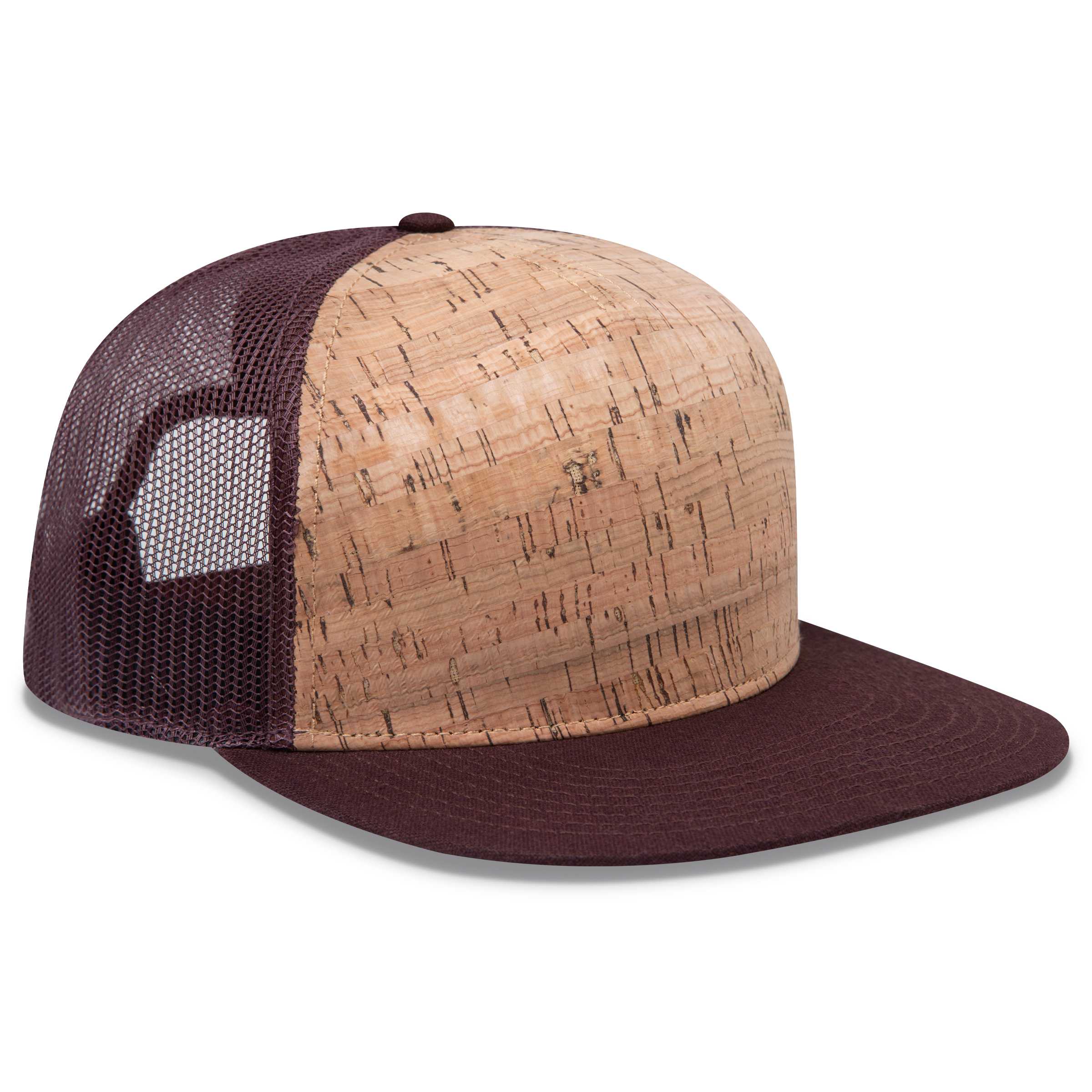 154-1174 Cork Square Flat Visor Pro Style Mesh Back Snapback Caps