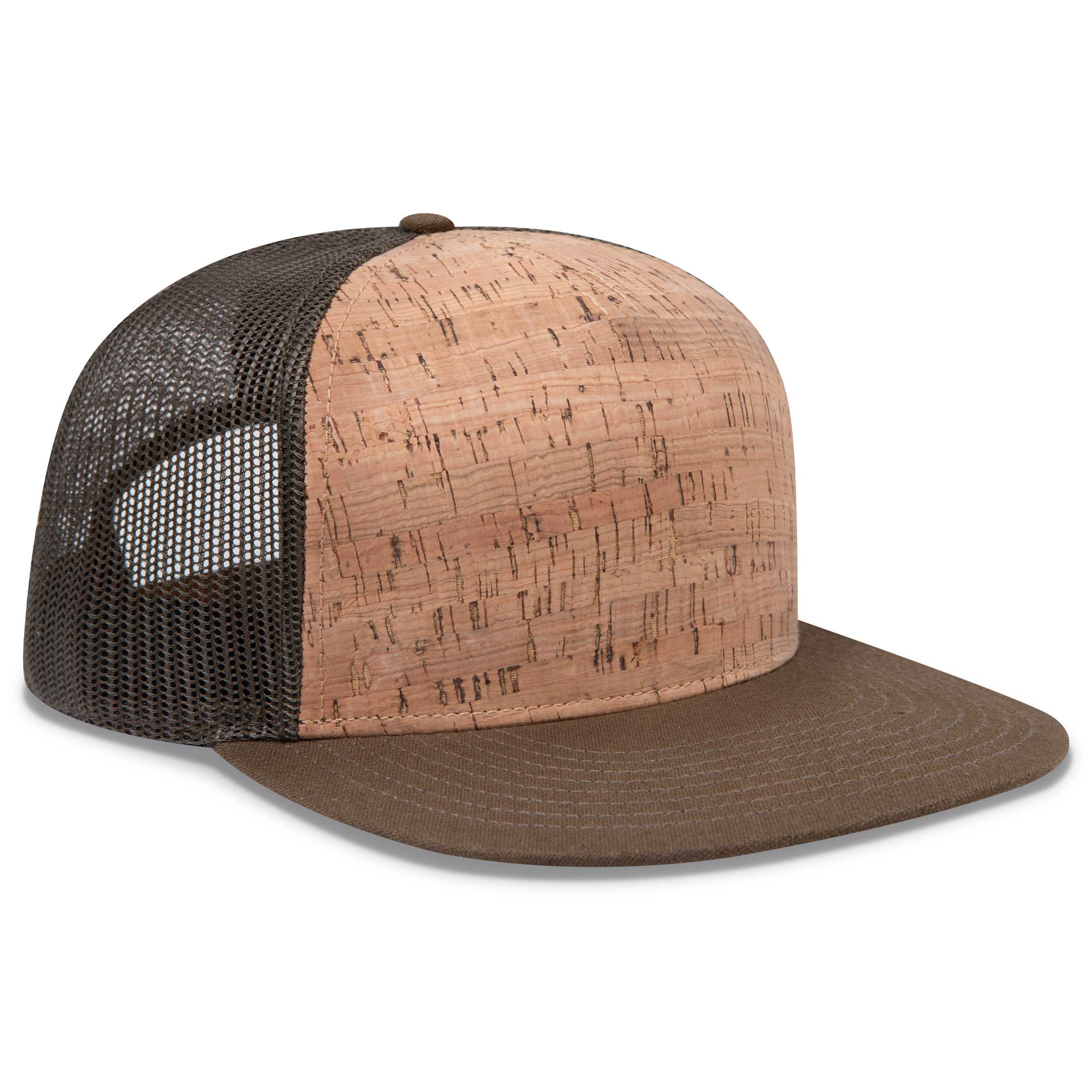 154-1174 Cork Square Flat Visor Pro Style Mesh Back Snapback Caps