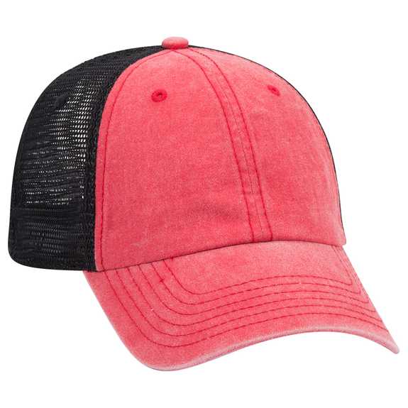 169-1264 Garment Washed Pigment Dyed Superior Cotton Twill Cap with Stretchable Polyester Mesh Back 169-1264 Garment Washed Pigment Dyed Superior Cotton Twill Cap with Stretchable Polyester Mesh Back