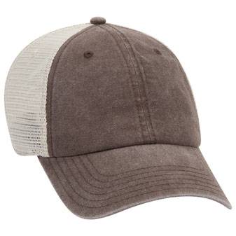 169-1264 Garment  Washed Pigment Dyed Superior Cotton Twill Cap with Stretchable Polyester Mesh Back