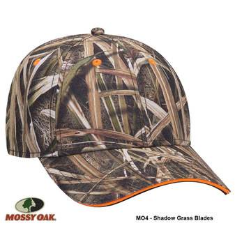 171-1294 Mossy Oak Camouflage Superior Polyester Twill Sandwich Visor Six Panel Low Profile Cap (MO4 - Shadow Grass Blades)