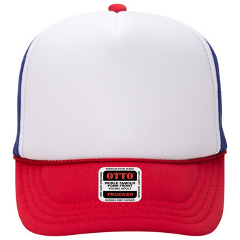 NWT OTTO Red and White Trucker Hat with Snapback Closure OTTO Red and White Foam Front High Crown Back Split Color  main image 3