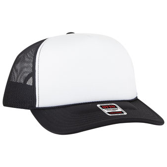 Ottocap Polyester Foam Front Trucker Hat - 5-Panel, Mesh Back, Adjustable Snap (Gray) - Wholesale Bulk Available - View #11