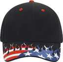 58-756 United States Flag Flame Pattern Visor Brushed Cotton Twill Low Profile Pro Style Caps