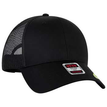 OTTO Cap Promo Cotton Twill Snapback – Mesh Back, Structured Front – Black
