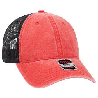 121-1202 "OTTO COMFY FIT" Washed Pigment Dyed Cotton Twill 6 Panel Low Profile Mesh Back Trucker Hat