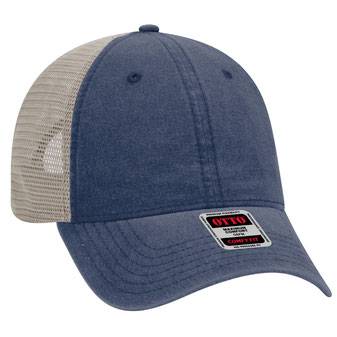 121-1202 "OTTO COMFY FIT" Washed Pigment Dyed Cotton Twill 6 Panel Low Profile Mesh Back Trucker Hat
