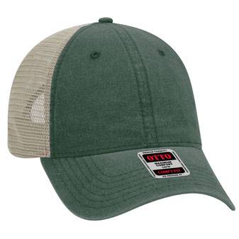 121-1202 "OTTO COMFY FIT" Washed Pigment Dyed Cotton Twill 6 Panel Low Profile Mesh Back Trucker Hat