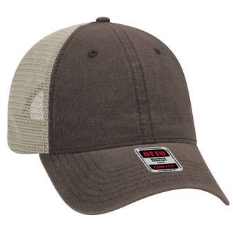 121-1202 "OTTO COMFY FIT" Washed Pigment Dyed Cotton Twill 6 Panel Low Profile Mesh Back Trucker Hat