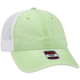 121-1202 "OTTO COMFY FIT" Washed Pigment Dyed Cotton Twill 6 Panel Low Profile Mesh Back Trucker Hat