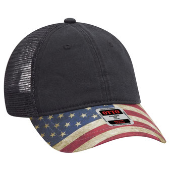 121-1281 American Flag Visor Garment Washed Superior Soft Mesh Back Cotton Twill Cap