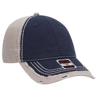 149-1091 Vintage Washed Cotton Twill Distressed Binding Trim Visor w/ Heavy Stitching Low Profile Pro Style