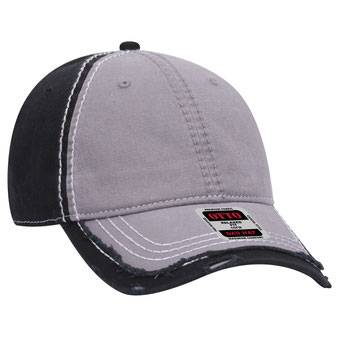 149-1091 Vintage Washed Cotton Twill Distressed Binding Trim Visor w/ Heavy Stitching Low Profile Pro Style
