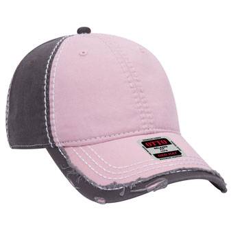149-1091 Vintage Washed Cotton Twill Distressed Binding Trim Visor w/ Heavy Stitching Low Profile Pro Style