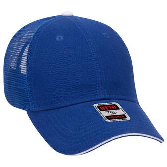 84-482 Brushed Bull Denim Sandwich Visor Low Profile Pro Style Mesh Back Caps