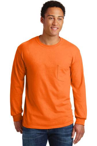 Gildan ®  - Ultra Cotton ®  100% Cotton Long Sleeve T-Shirt with Pocket.  2410