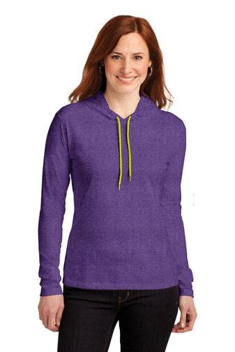 Anvil ®  Ladies 100% Combed Ring Spun Cotton Long Sleeve Hooded T-Shirt. 887L