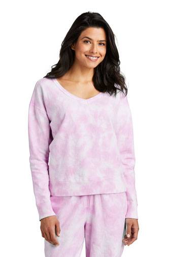 Port & Co ®  Ladies Beach Wash ®  Cloud Tie-Dye V-Neck Sweatshirt LPC140V