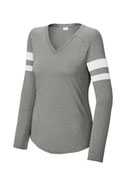Sport-Tek ®  Ladies Halftime Stripe Long Sleeve V-Neck Tee LST6043