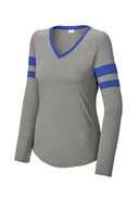 Sport-Tek ®  Ladies Halftime Stripe Long Sleeve V-Neck Tee LST6043