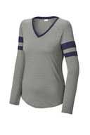 Sport-Tek ®  Ladies Halftime Stripe Long Sleeve V-Neck Tee LST6043
