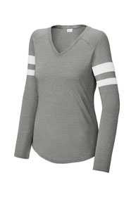 Sport-Tek ®  Ladies Halftime Stripe Long Sleeve V-Neck Tee LST6043