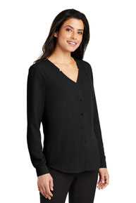 Port Authority Ladies Long Sleeve Button-Front Blouse. LW700